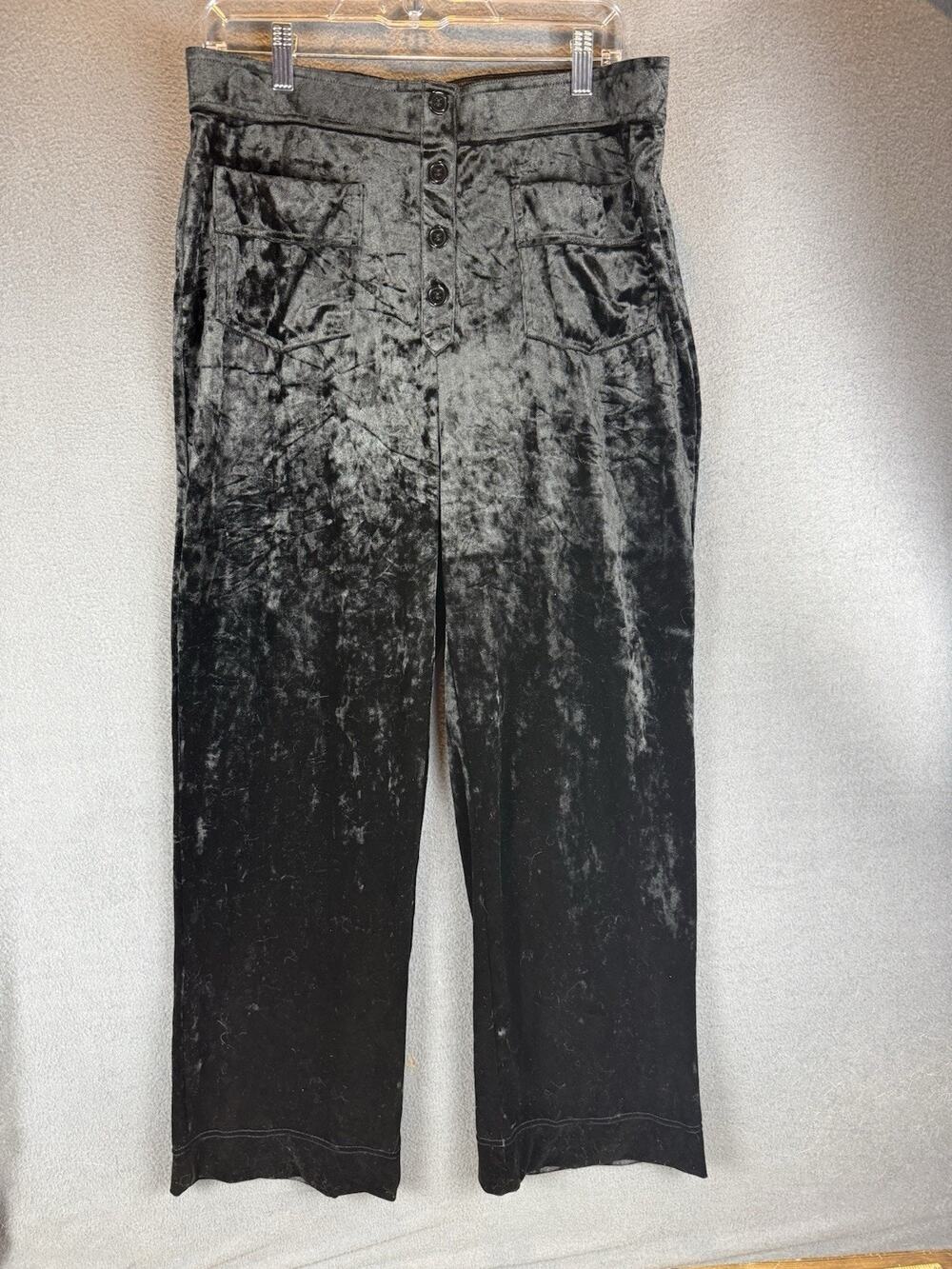NWT Halara Crushed Velvet Wide Leg Pants XL Black Barbiecore Holiday Glam